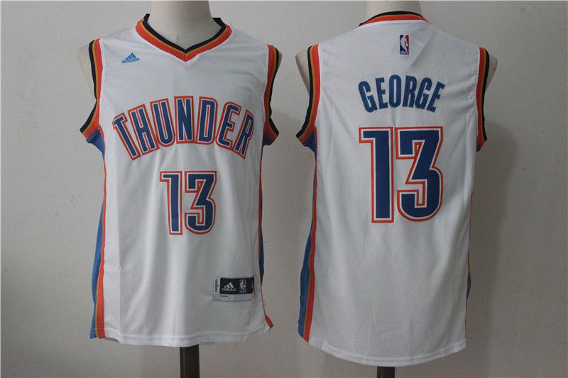 Men Oklahoma City Thunder 13 Paul George White NBA Jerseys